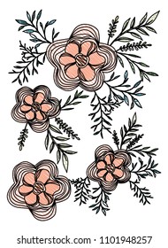 flower and leafs decorative icon