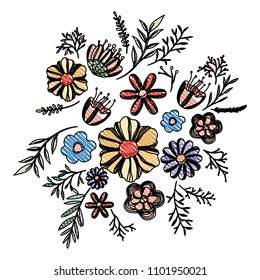 flower and leafs decorative icon