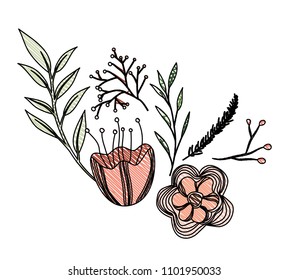 flower and leafs decorative icon