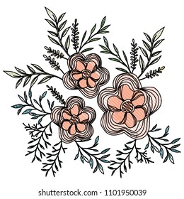 flower and leafs decorative icon