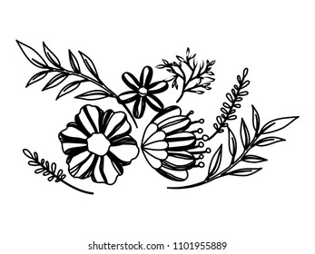 flower and leafs decorative icon
