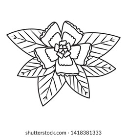 flower and leafs decorative icon