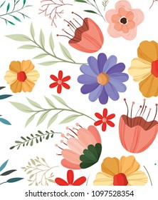 flower and leafs decorative pattern background