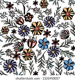 flower and leafs decorative pattern background
