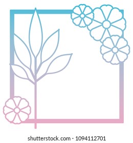 flower and leafs decorative square frame