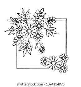flower and leafs decorative square frame