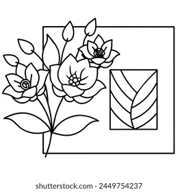 flower and leaf's decorative square frame illustration vector