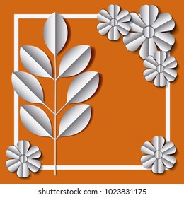 flower and leafs frame decoration