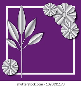 flower and leafs frame decoration