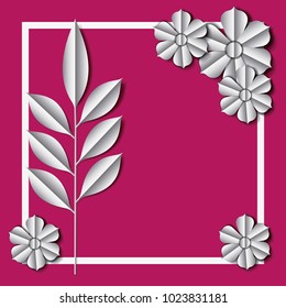 flower and leafs frame decoration