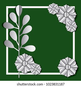 flower and leafs frame decoration