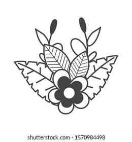 flower and leafs garden icon vector illustration design