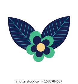 flower and leafs garden icon vector illustration design
