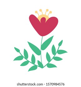flower and leafs garden icon vector illustration design