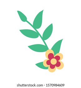 flower and leafs garden icon vector illustration design
