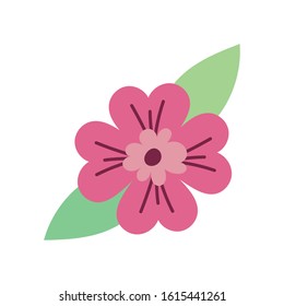 flower and leafs garden icon vector illustration design