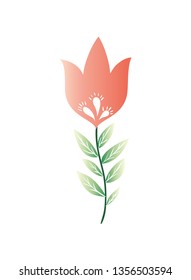 flower with leafs isolated icon