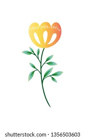 flower with leafs isolated icon