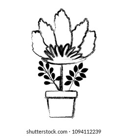 flower and leafs in pot decorative