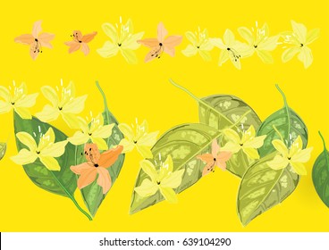 flower and leave  art  watercolor design 