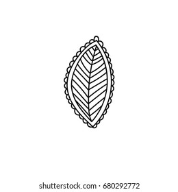 Flower leave in hand drawn style for prints, fabric and ceramic. Vector illustration. 