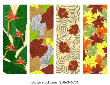 Flower and Leave pattern wall art. Vector Illustration digital file download for print, printable, wallpaper, background, wall art, decoration and many projects.