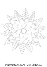 Flower and Leaves. Aloha Hawaii vector floral artwork. Coloring book pages for adults 