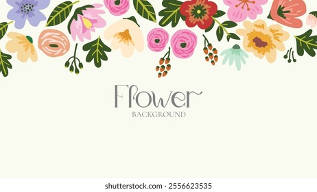 Flower and leaves background, Botanical background design vector decorative graphic design illustration for your design