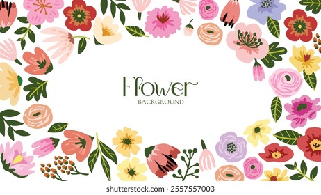 Flower and leaves background, Botanical background design vector decorative graphic design illustration for your design