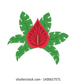 Flower with leaves cartoon isolated vector illustration graphic design