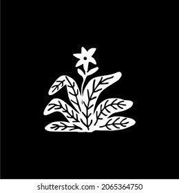 Flower and Leaves. Childish Style. Flower and Leaf Naive Illustration for Logo, Icon, or Graphic Design Element. Vector Illustration