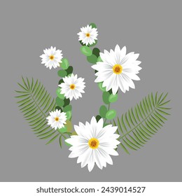 Flower with leaves and circle Frame Background Vector
