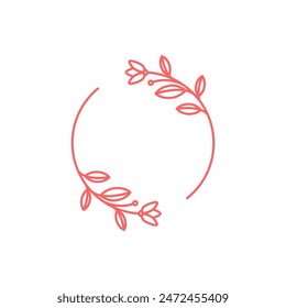 flower leaves circle line feminine vector logo design