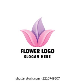 Flower Leaves Colorful Gradient Icon Logo