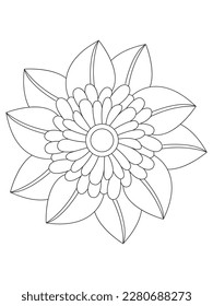 
 hojas de flores página de Coloring para adultos. Dibujo de una mandala sobre un fondo blanco. Ilustración del vector