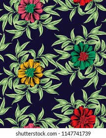 flower and leaves design blue