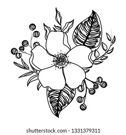 Flower with leaves drawing