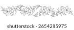 flower and leaves drawing. Vector hand drawn engraved floral card. Botanical, branch and flower Black ink sketch. Great for tattoo, invitations, greeting cards, decor