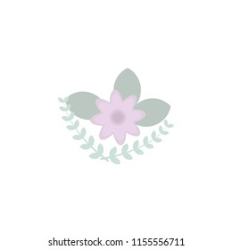 flower with leaves. Element of flower for mobile concept and web apps. Colored flower with leaves can be used for web and mobile