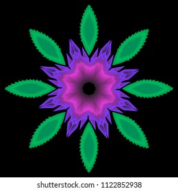 Flower, leaves, fractal, vector