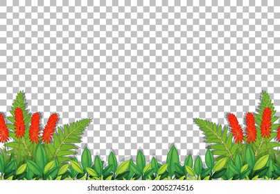 Flower and leaves frame template on transparent background illustration