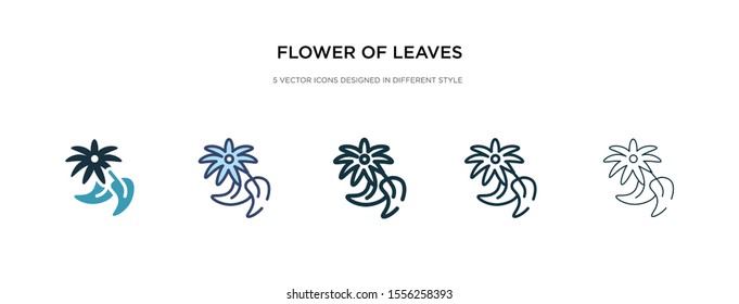 flower of leaves icon in different style vector illustration. two colored and black flower of leaves vector icons designed in filled, outline, line and stroke style can be used for web, mobile, ui