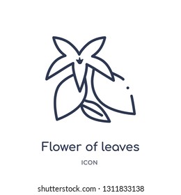 flower of leaves icon from nature outline collection. Thin line flower of leaves icon isolated on white background.