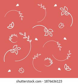 Flower and Leaves Illustration For Background. a simple line vector design
