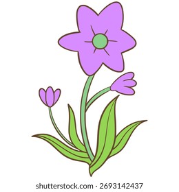Ilustración de hojas de flores Dibujo digital plano