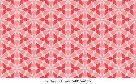 Flower and Leaves Kaleidoscope (Pink Palette) - Repeating Seamless Pattern Vector Image - Easily Editable; Endless Design; Colorful lIlustration - Print for Gift Paper, Packaging, etc.