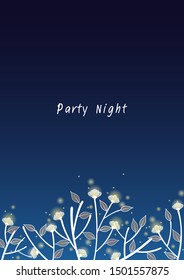 Flower and leaves light on night background for decoration on winter and autumn festival.