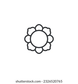 Flower with leaves line icon. linear style sign for mobile concept and web design. Plant with flower outline vector icon. Symbol, logo illustration. Vector graphics