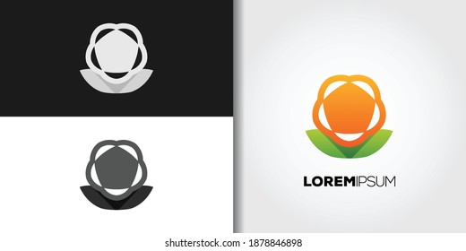 flower leaves logo set idea template vector
