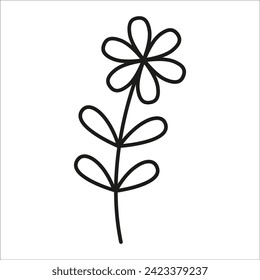 Flower with leaves. Natural vector graphic icon